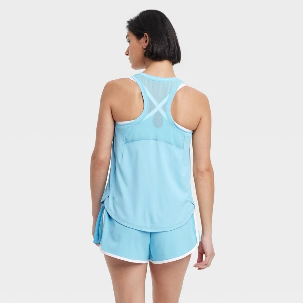 Women's Mesh Back Racerback Tank Top - Blue - Picture 2 of 4